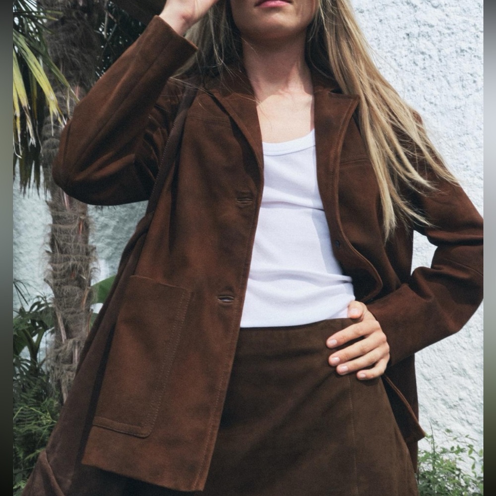 ZARA 100% SUEDE LEATHER BLAZER ZW COLLECTION